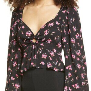 AFRM Bnwot Womens Floral Plunge Blouse Long Sleeve